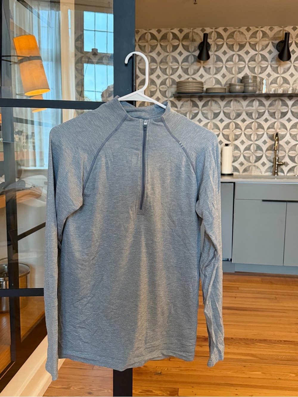 lululemon athletica Men's Long-Sleeve Half-Zip Metal Vent - Heather Gray/ Blue